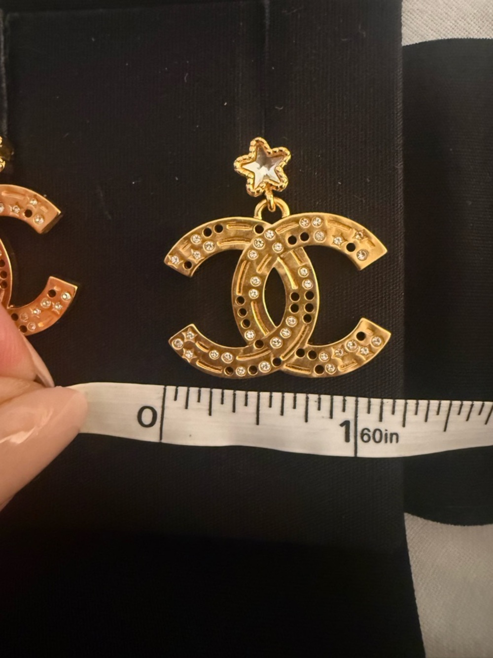 CHANEL Gold Logo Earrings - Picture 5 of 7